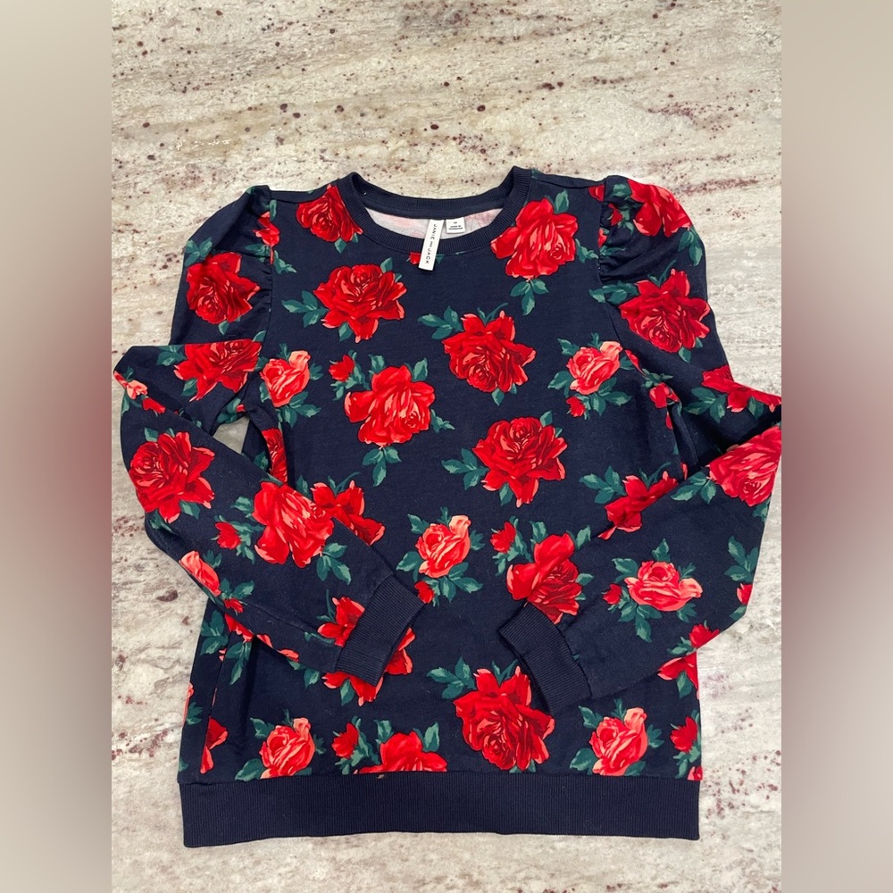 Janie and Jack Floral Red and Blue Girl’s Sweater. Size 14.